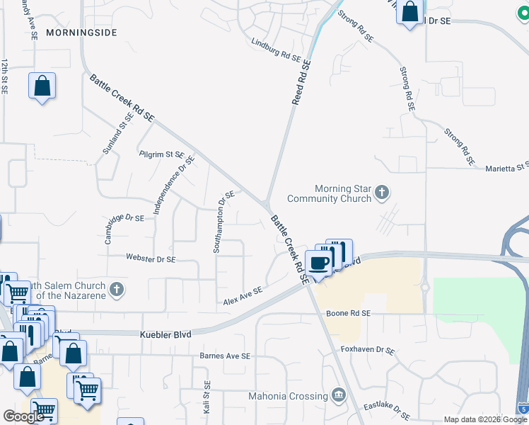 map of restaurants, bars, coffee shops, grocery stores, and more near 4658 Chatham Street Southeast in Salem