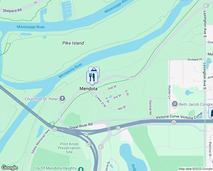 map of restaurants, bars, coffee shops, grocery stores, and more near in Mendota