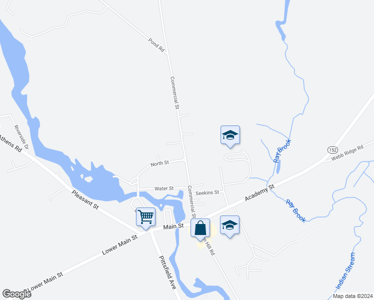 map of restaurants, bars, coffee shops, grocery stores, and more near 131 Commercial Street in Hartland