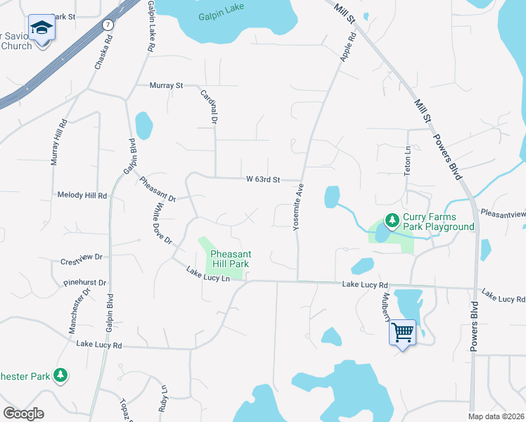 map of restaurants, bars, coffee shops, grocery stores, and more near 1641 Wood Duck Lane in Excelsior
