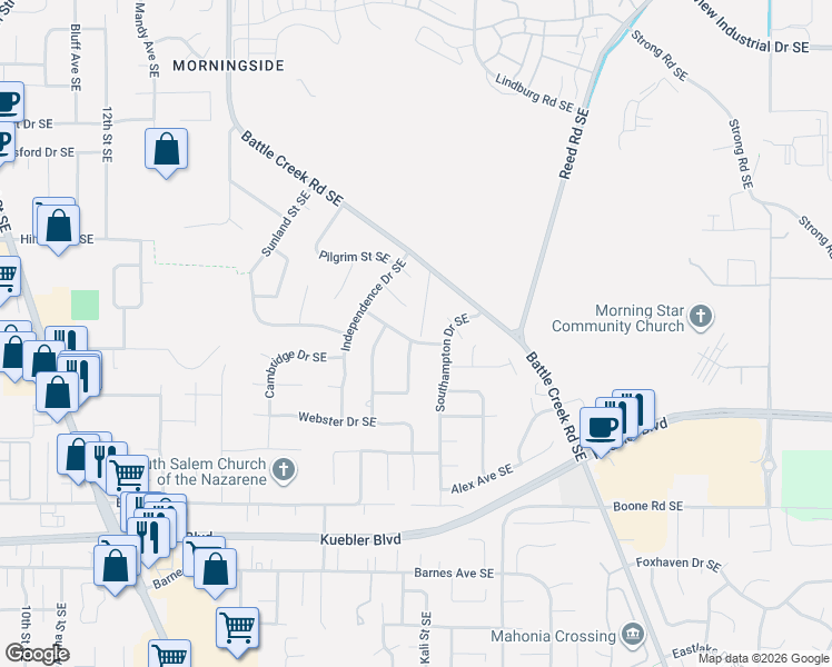 map of restaurants, bars, coffee shops, grocery stores, and more near 1962 Arithmetic Drive Southeast in Salem