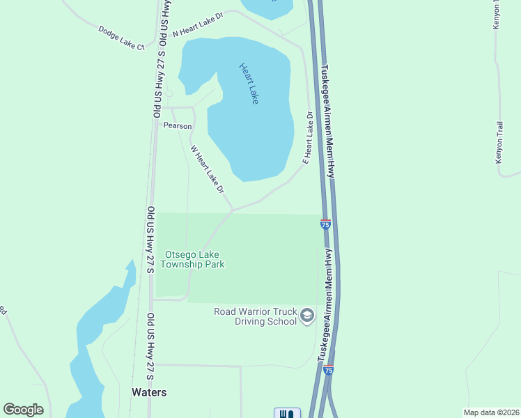 map of restaurants, bars, coffee shops, grocery stores, and more near 1119 East Heart Lake Drive in Gaylord