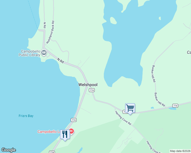 map of restaurants, bars, coffee shops, grocery stores, and more near 2 North Road in Welshpool