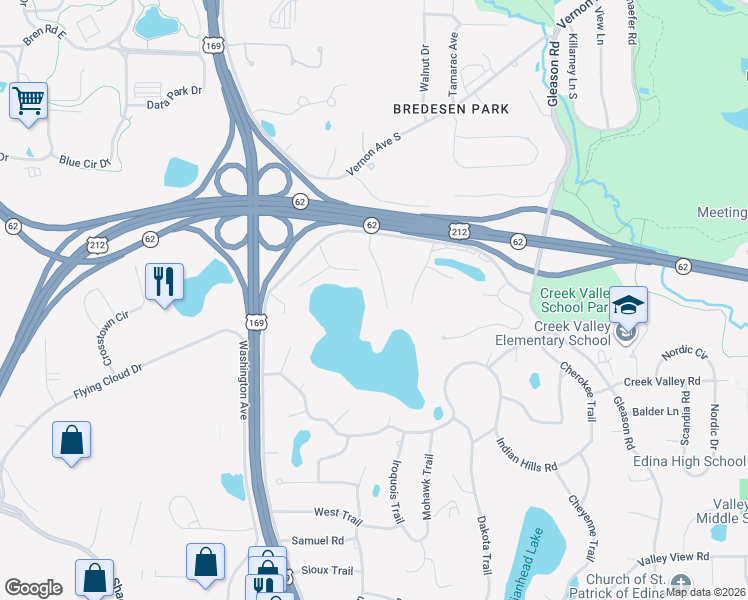 map of restaurants, bars, coffee shops, grocery stores, and more near 6318 McIntyre Point in Minneapolis