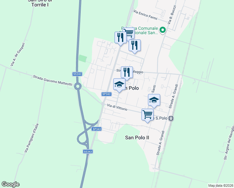 map of restaurants, bars, coffee shops, grocery stores, and more near 15A Via G. Verdi in San Polo