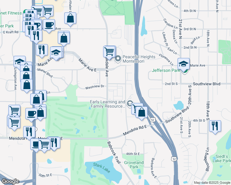 map of restaurants, bars, coffee shops, grocery stores, and more near 1926 Oakdale Avenue in West Saint Paul