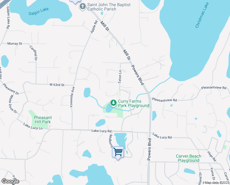 map of restaurants, bars, coffee shops, grocery stores, and more near 6360 Teton Lane in Chanhassen