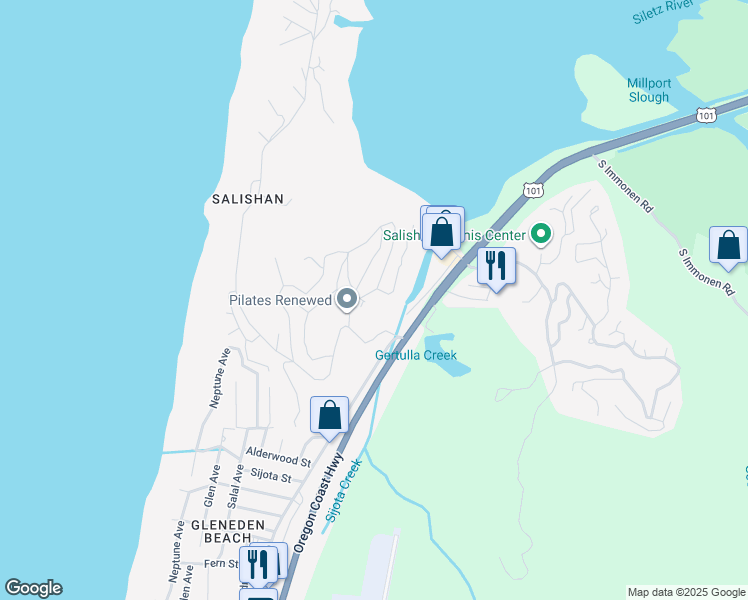 map of restaurants, bars, coffee shops, grocery stores, and more near 1-21 Big Tree Road in Lincoln Beach