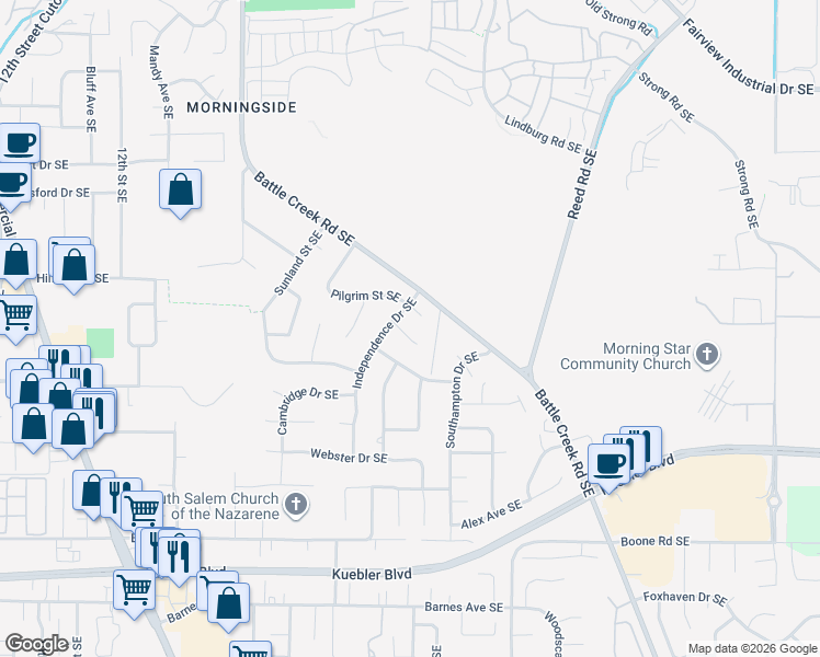 map of restaurants, bars, coffee shops, grocery stores, and more near 1903 Riting Court Southeast in Salem