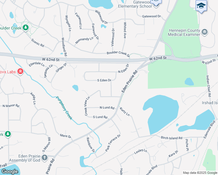 map of restaurants, bars, coffee shops, grocery stores, and more near 6312 Kutcher Lane in Eden Prairie