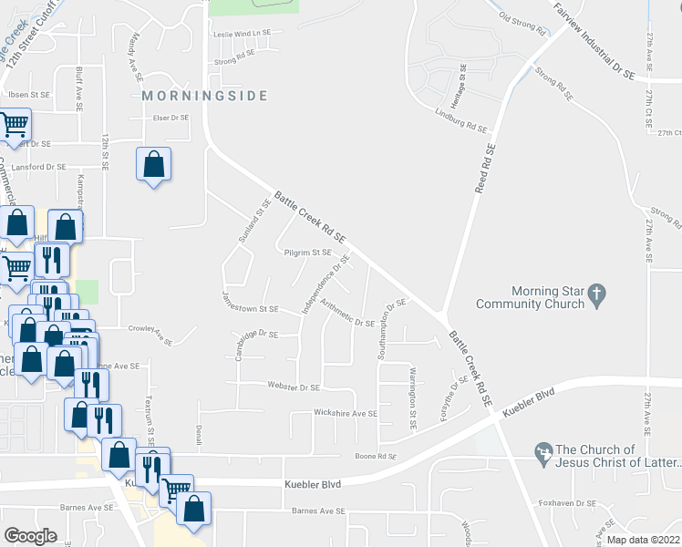 map of restaurants, bars, coffee shops, grocery stores, and more near 1903 Riting Court Southeast in Salem