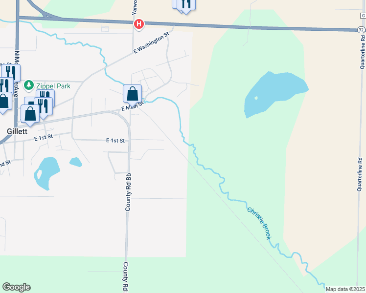 map of restaurants, bars, coffee shops, grocery stores, and more near 362 Patzer Court in Gillett