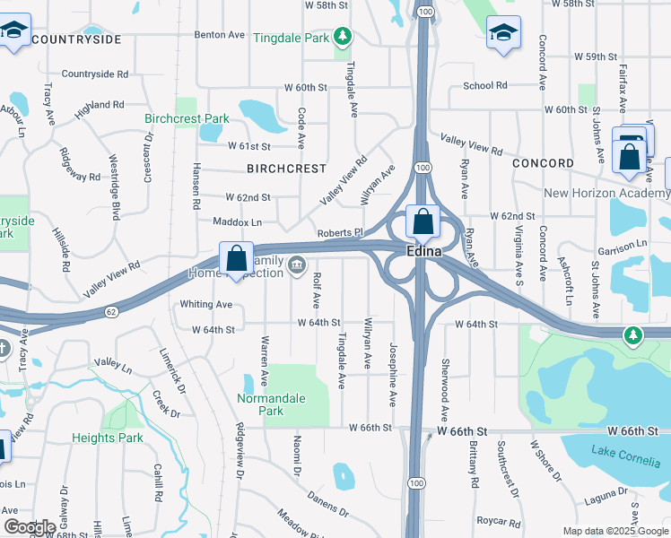map of restaurants, bars, coffee shops, grocery stores, and more near 6308 Tingdale Avenue in Minneapolis