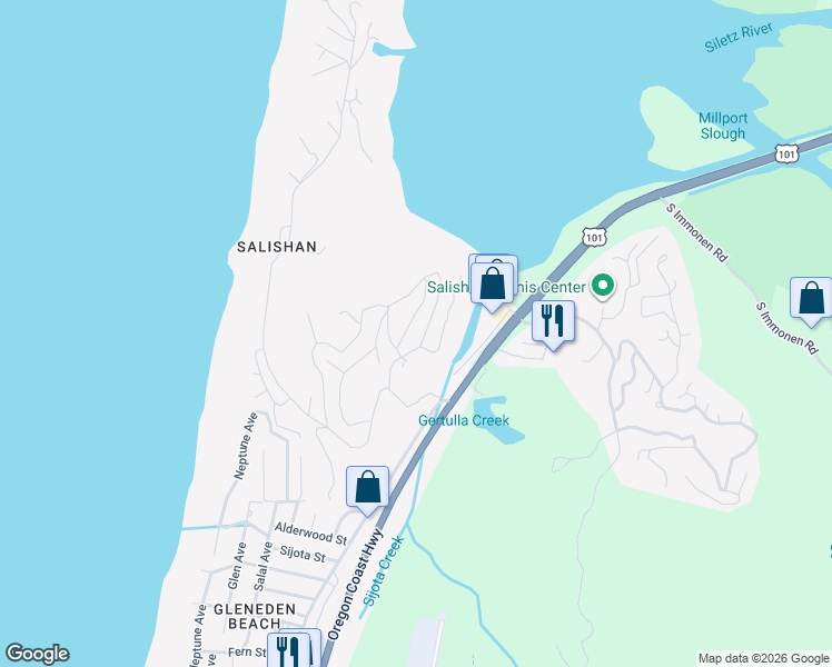 map of restaurants, bars, coffee shops, grocery stores, and more near 1-21 Big Tree Road in Lincoln Beach