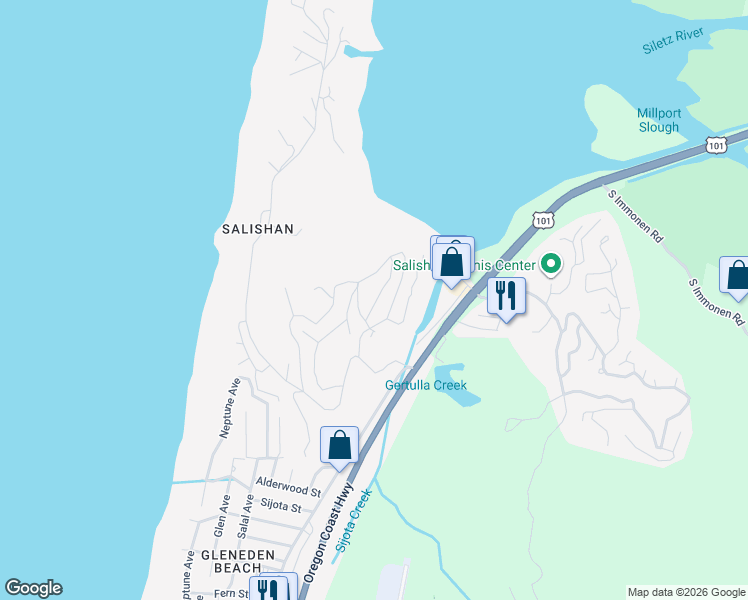 map of restaurants, bars, coffee shops, grocery stores, and more near 1-21 Big Tree Road in Lincoln Beach
