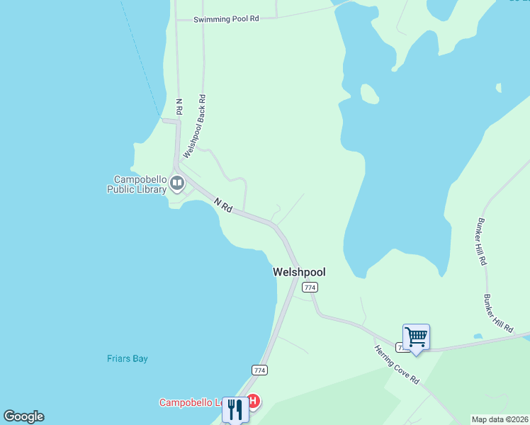 map of restaurants, bars, coffee shops, grocery stores, and more near 64 North Road in Welshpool