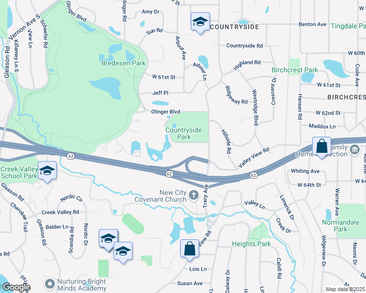 map of restaurants, bars, coffee shops, grocery stores, and more near 6300 Colonial Way in Edina