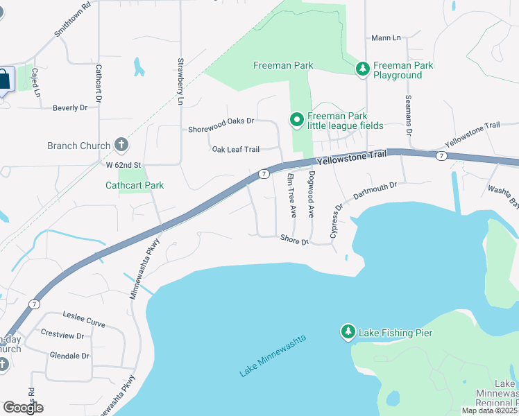 map of restaurants, bars, coffee shops, grocery stores, and more near 6301 Greenbriar Avenue in Excelsior
