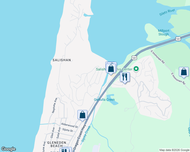 map of restaurants, bars, coffee shops, grocery stores, and more near 2-8 Alder Lane in Lincoln Beach