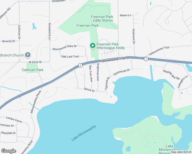 map of restaurants, bars, coffee shops, grocery stores, and more near 6331 Elm Tree Avenue in Excelsior