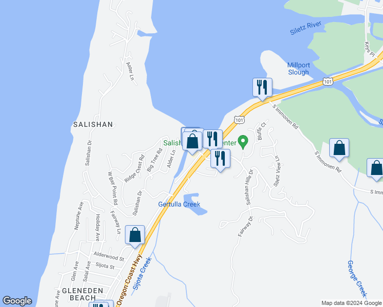 map of restaurants, bars, coffee shops, grocery stores, and more near 8 Alder Ln in Lincoln Beach
