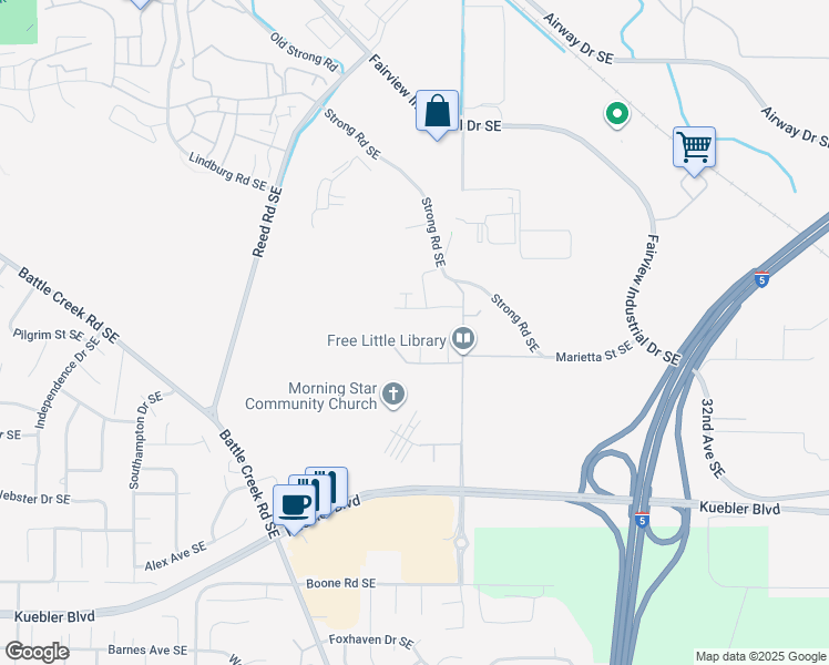 map of restaurants, bars, coffee shops, grocery stores, and more near 4455 27th Avenue Southeast in Salem