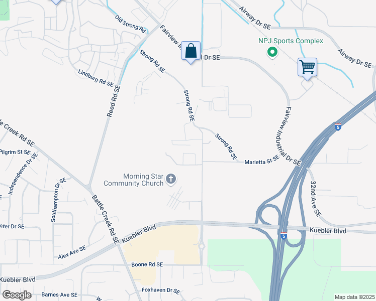 map of restaurants, bars, coffee shops, grocery stores, and more near 2655 Marietta Street Southeast in Salem