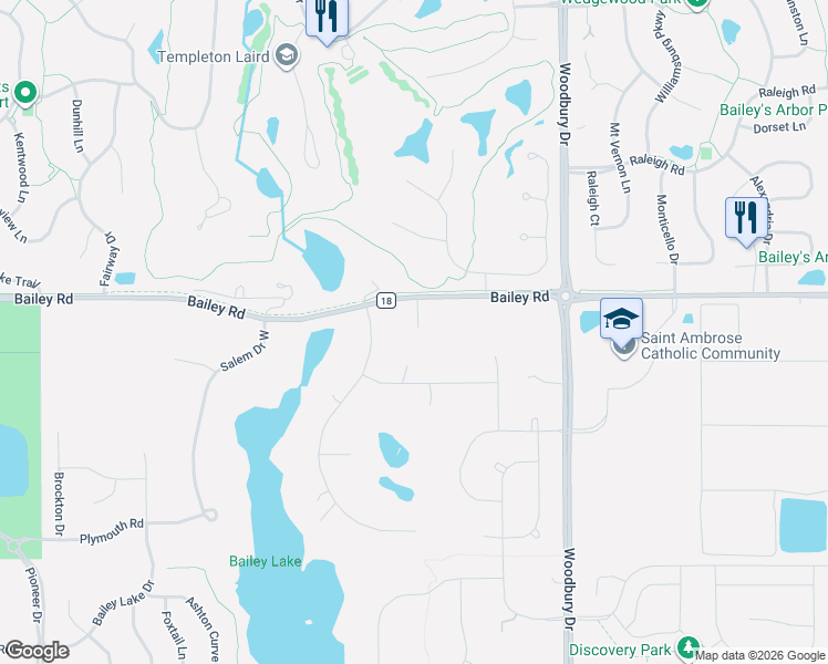 map of restaurants, bars, coffee shops, grocery stores, and more near 972 Bailey Road in Woodbury