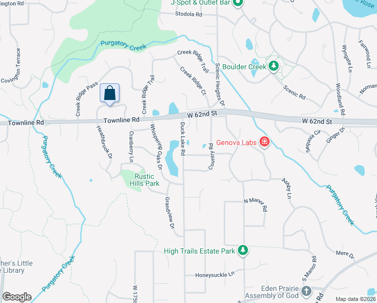 map of restaurants, bars, coffee shops, grocery stores, and more near 17075 West 62nd Street in Eden Prairie