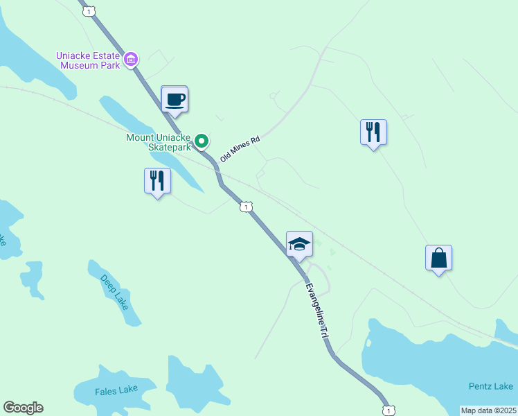 map of restaurants, bars, coffee shops, grocery stores, and more near 579 Nova Scotia Trunk 1 in Mount Uniacke