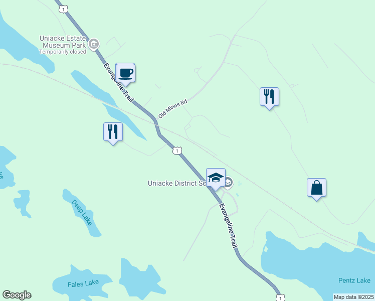 map of restaurants, bars, coffee shops, grocery stores, and more near 579 Nova Scotia Trunk 1 in Mount Uniacke