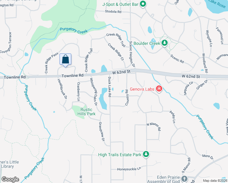 map of restaurants, bars, coffee shops, grocery stores, and more near 17075 West 62nd Street in Eden Prairie