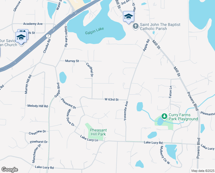map of restaurants, bars, coffee shops, grocery stores, and more near 1641 Koehnen Circle East in Excelsior