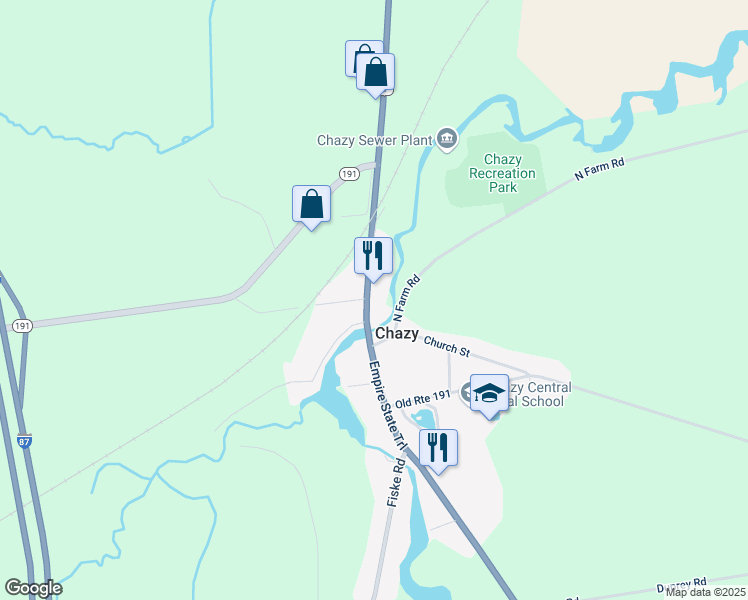 map of restaurants, bars, coffee shops, grocery stores, and more near 9684 U.S. 9 in Chazy