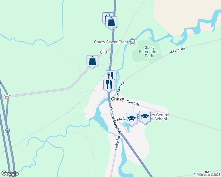 map of restaurants, bars, coffee shops, grocery stores, and more near 9684 U.S. 9 in Chazy