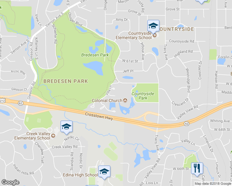 map of restaurants, bars, coffee shops, grocery stores, and more near 6224 Sandpiper Court in Minneapolis