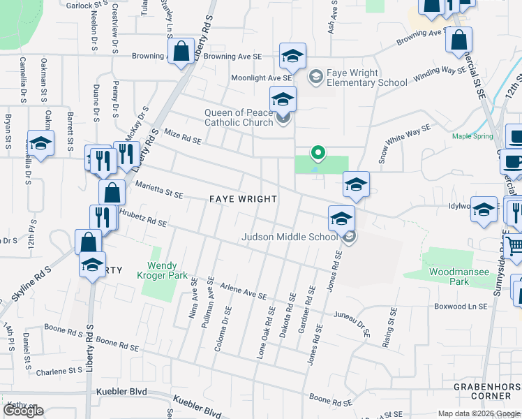 map of restaurants, bars, coffee shops, grocery stores, and more near 4491 Coloma Drive Southeast in Salem