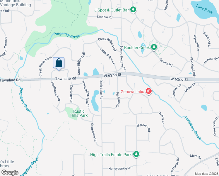 map of restaurants, bars, coffee shops, grocery stores, and more near 17075 West 62nd Street in Eden Prairie