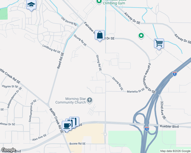 map of restaurants, bars, coffee shops, grocery stores, and more near 4289 Mount Tabor Street Southeast in Salem