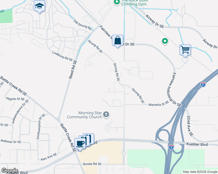 map of restaurants, bars, coffee shops, grocery stores, and more near 2631 Mount Saint Helens Avenue Southeast in Salem