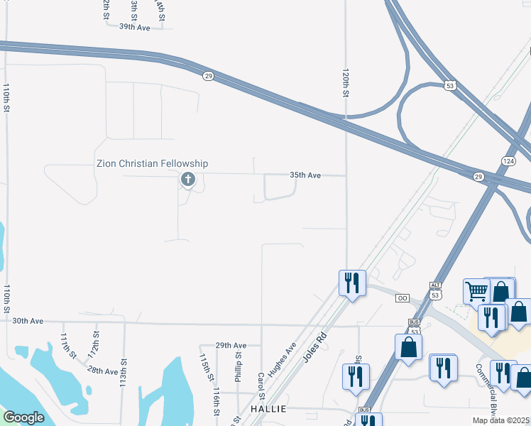 map of restaurants, bars, coffee shops, grocery stores, and more near 3397 118th Street in Chippewa Falls