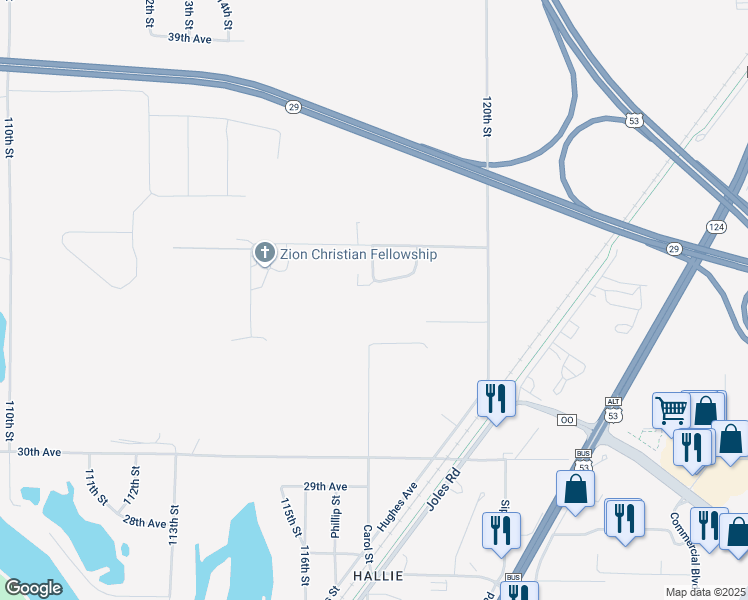 map of restaurants, bars, coffee shops, grocery stores, and more near 3397 118th Street in Chippewa Falls