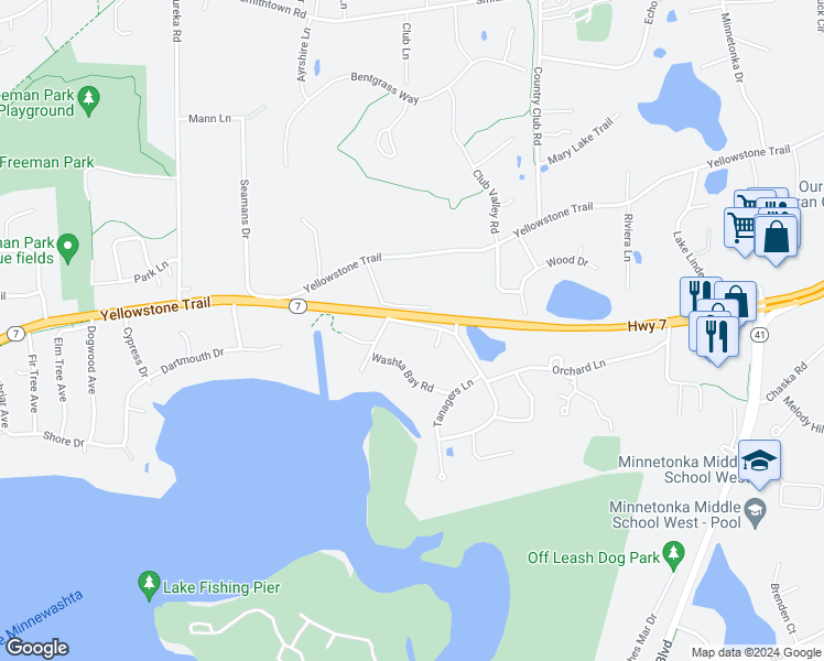 map of restaurants, bars, coffee shops, grocery stores, and more near 2851 North Manor Avenue in Excelsior