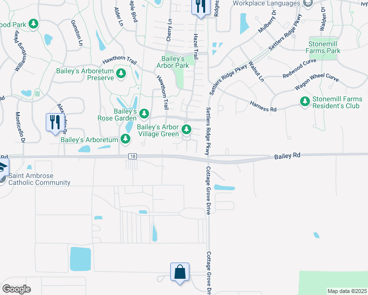 map of restaurants, bars, coffee shops, grocery stores, and more near 11011 Oakgrove Circle in Woodbury