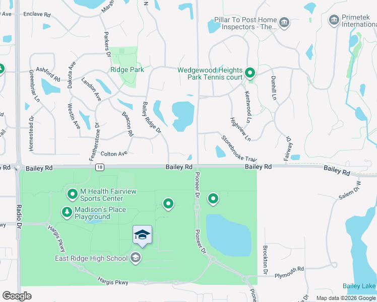 map of restaurants, bars, coffee shops, grocery stores, and more near 3951 Bailey Ridge Draw in Woodbury