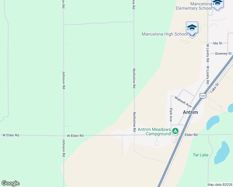 map of restaurants, bars, coffee shops, grocery stores, and more near 9680 Nothstine Road in Mancelona