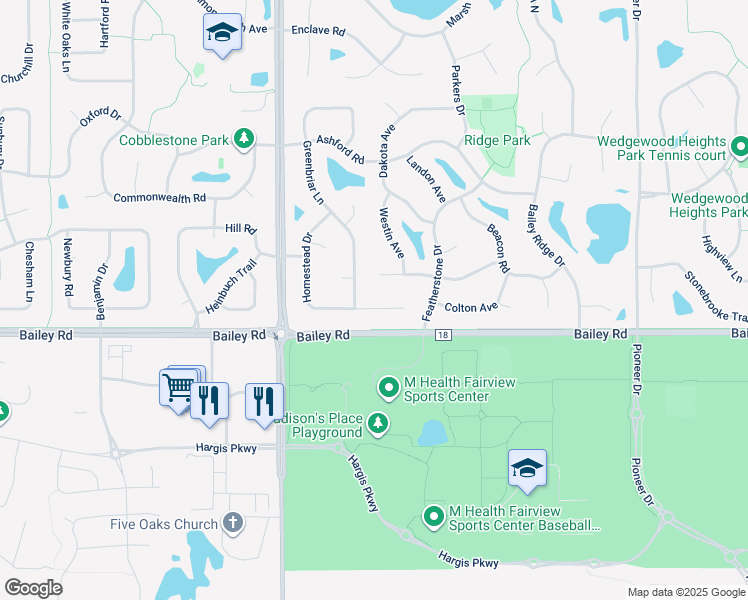 map of restaurants, bars, coffee shops, grocery stores, and more near 3935 Homestead Drive in Woodbury