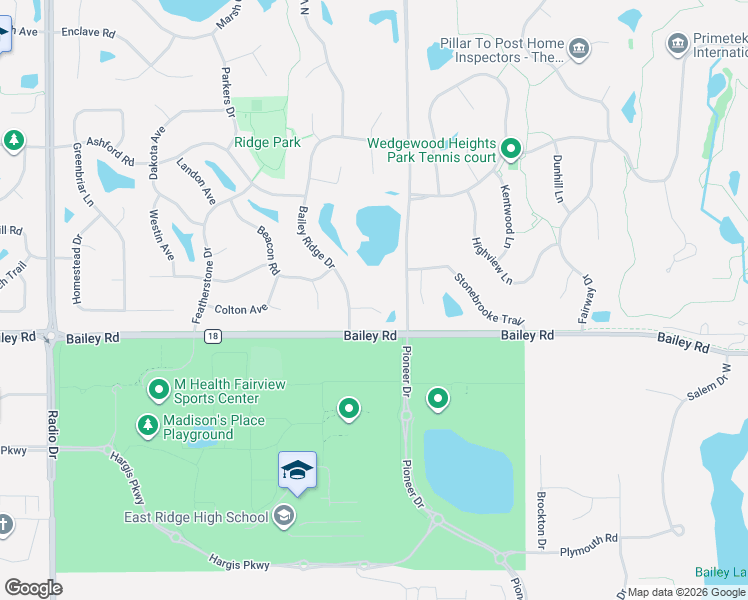 map of restaurants, bars, coffee shops, grocery stores, and more near 3951 Bailey Ridge Draw in Woodbury