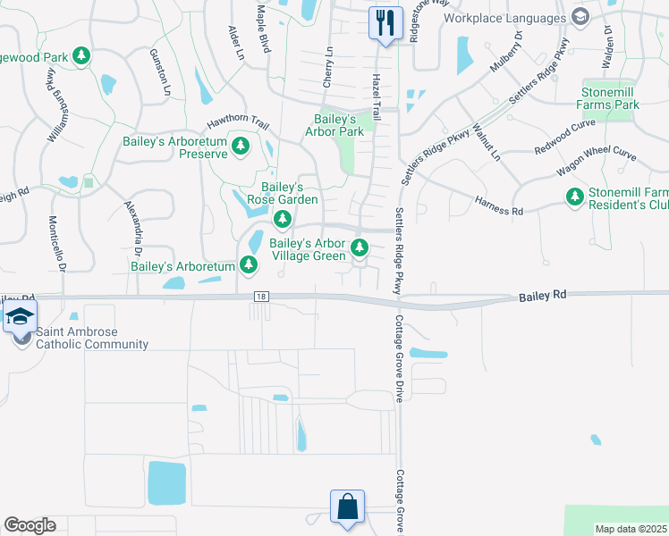 map of restaurants, bars, coffee shops, grocery stores, and more near 10889 Oakgrove Circle in Woodbury