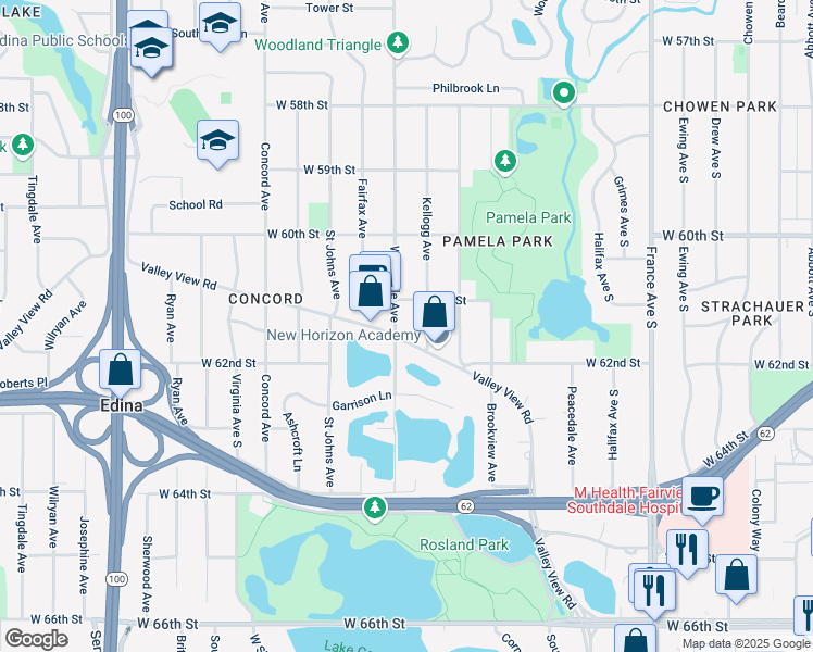 map of restaurants, bars, coffee shops, grocery stores, and more near in Edina